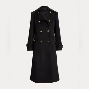 Lauren Ralph Lauren Wool-Blend Double-Breasted Black Coat - NWOT
